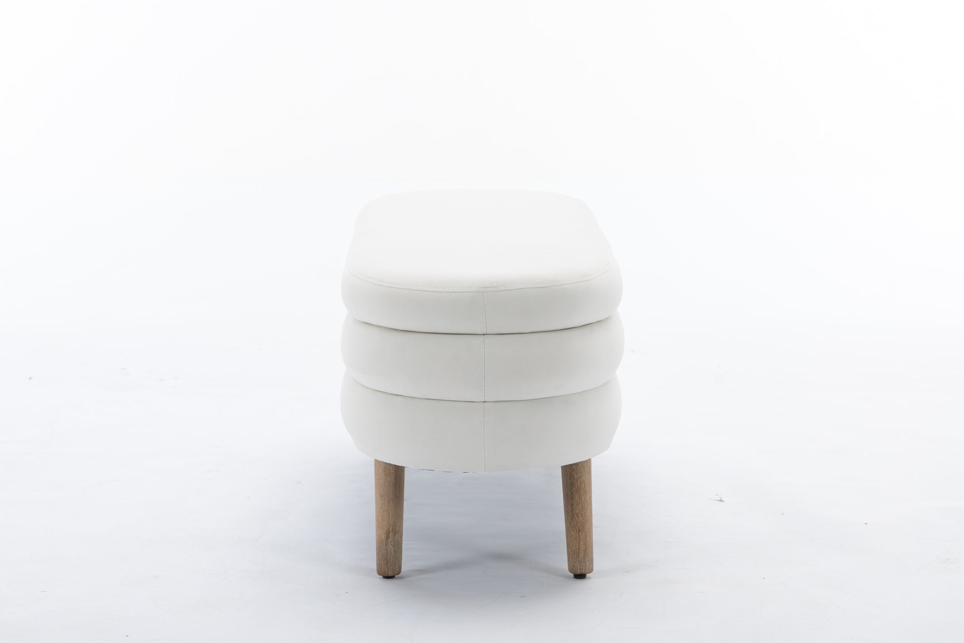 036 Velvet Fabric Storage Bench Bedroom Bench With Wood Legs For Living Room Bedroom Indoor,Ivory Tufted Ivory Velvet Bedroom Solid Modern Eucalyptus Internal Storage Foam Velvet