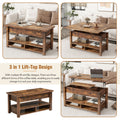 Lift Top Coffee Table, Multi Functional Coffee Table With Open Shelves, Modern Lift Tabletop Dining Table For Living Room, Home Office, Rustic Brown Rustic Brown Primary Living Space Particle Board