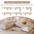 Oversized Modular Sectional Sofa With Ottoman L Shaped Corner Sectional For Living Room, Office, Spacious Space Beige Polyester 7 Seat