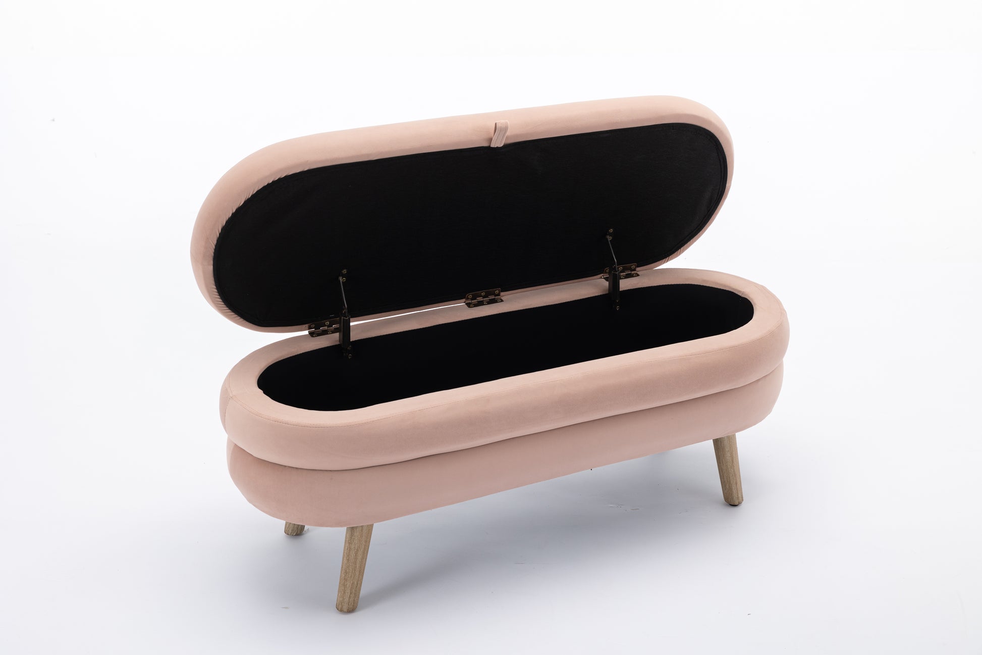 036 Velvet Fabric Storage Bench Bedroom Bench With Wood Legs For Living Room Bedroom Indoor,Light Pink Tufted Light Pink Velvet Bedroom Solid Modern Eucalyptus Internal Storage Foam Velvet