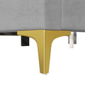 Full Size Upholstered Platform Bed With Classic Semi Circle Shaped Headboard And Mental Legs, Velvet, Gray Gray Velvet