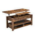 Lift Top Coffee Table, Multi Functional Coffee Table With Open Shelves, Modern Lift Tabletop Dining Table For Living Room, Home Office, Rustic Brown Rustic Brown Primary Living Space Particle Board