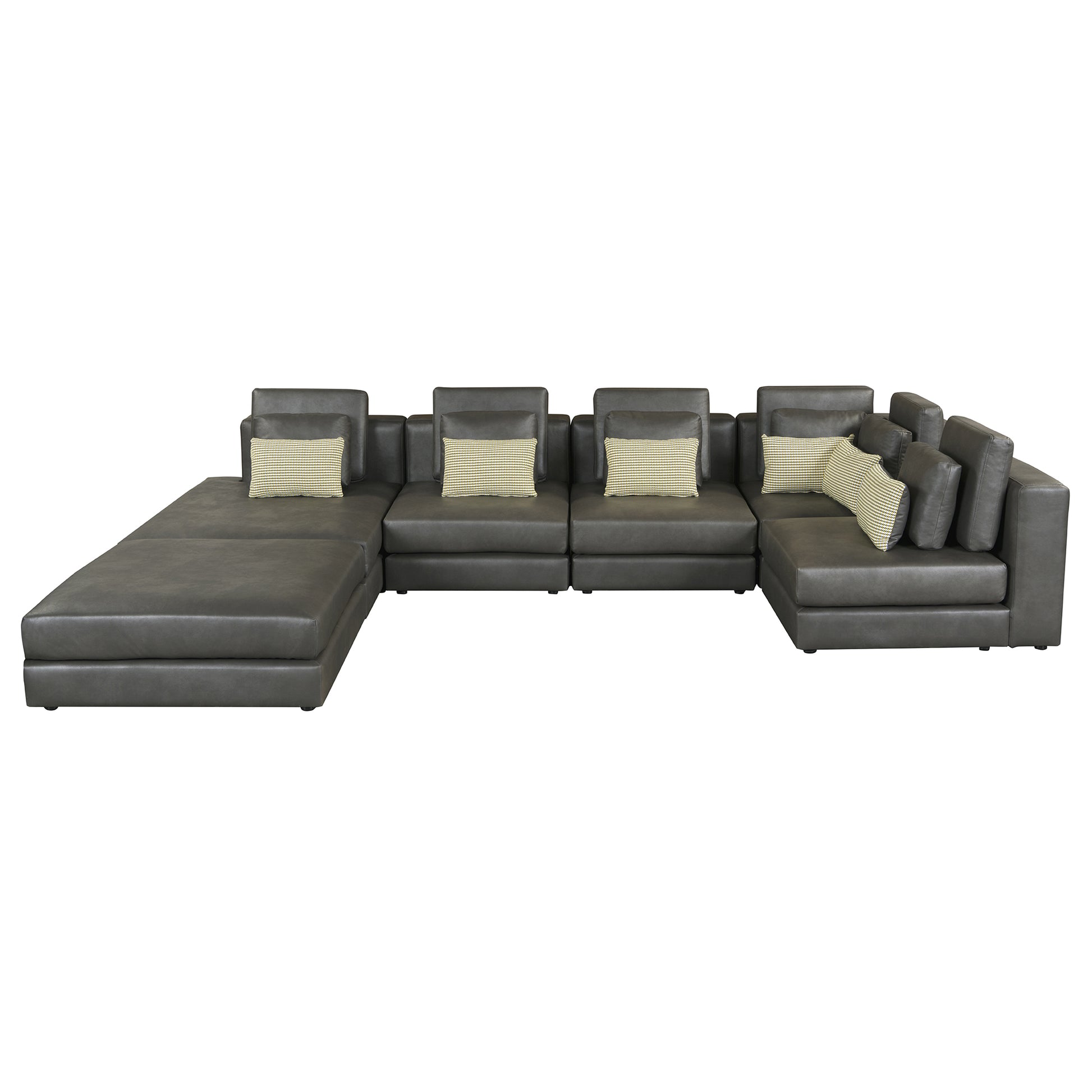 112.7" Modular Sectional Sofa Corner Sofa Chaise Lounge With Movable Ottoman For Living Room, Black Black Foam Palomino Fabric