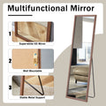 Third Generation Packaging Upgrade, Thickened Border, Brown Wood Grain Solid Wood Frame Full Length Mirror, Dressing Mirror, Bedroom Entrance, Decorative Mirror, And Floor Standing Mirror. 57.9