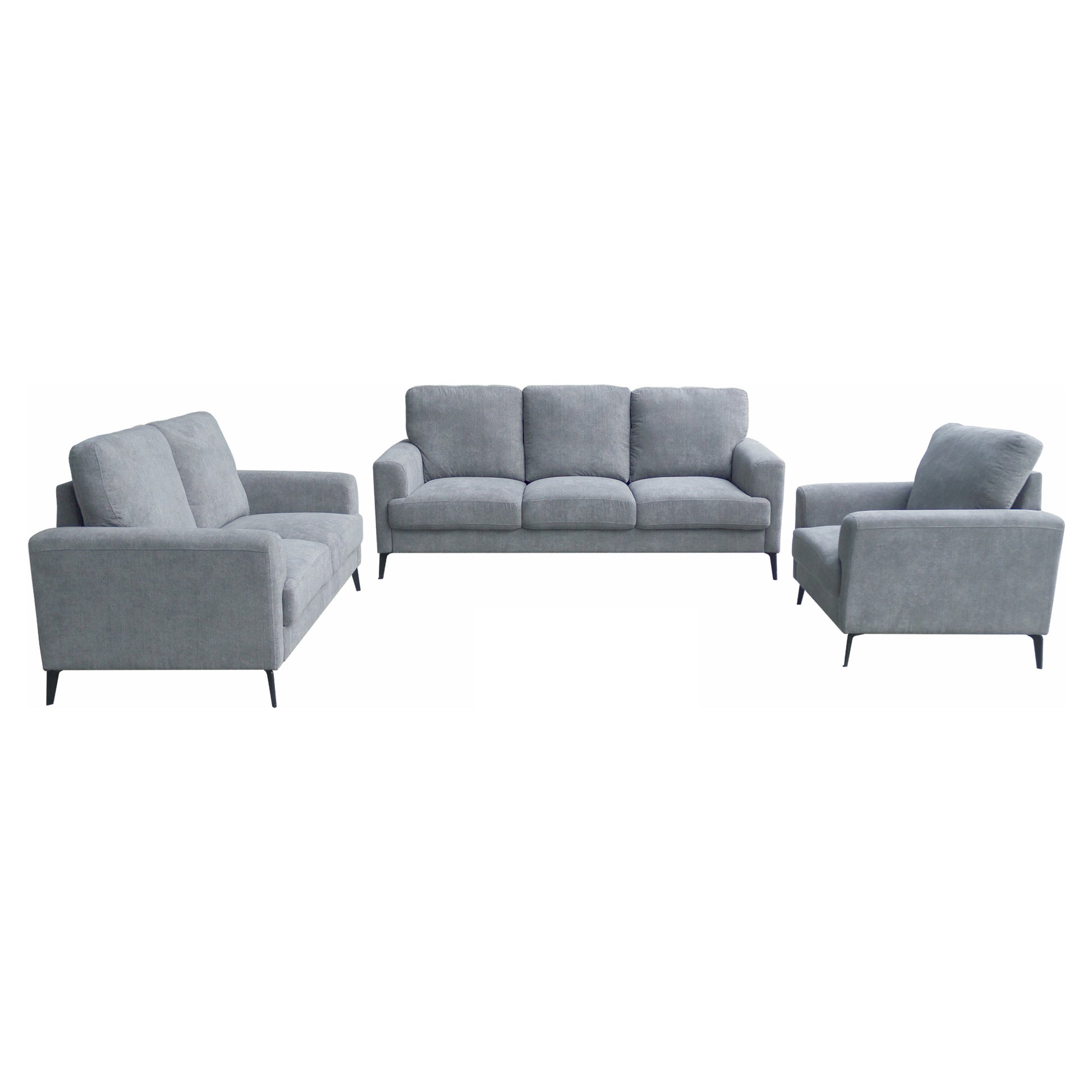 Jackson 84.5" Gray Chenille Sofa Loveseat Chair Living Room Set Gray Chenille