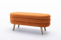 036 Velvet Fabric Storage Bench Bedroom Bench With Wood Legs For Living Room Bedroom Indoor,Orange Tufted Orange Velvet Bedroom Solid Orange Modern Eucalyptus Internal Storage Foam Velvet