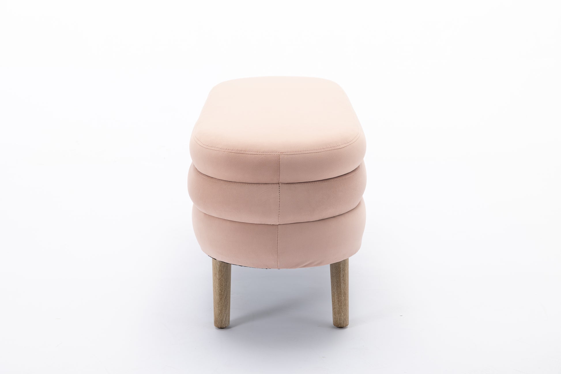 036 Velvet Fabric Storage Bench Bedroom Bench With Wood Legs For Living Room Bedroom Indoor,Light Pink Tufted Light Pink Velvet Bedroom Solid Modern Eucalyptus Internal Storage Foam Velvet