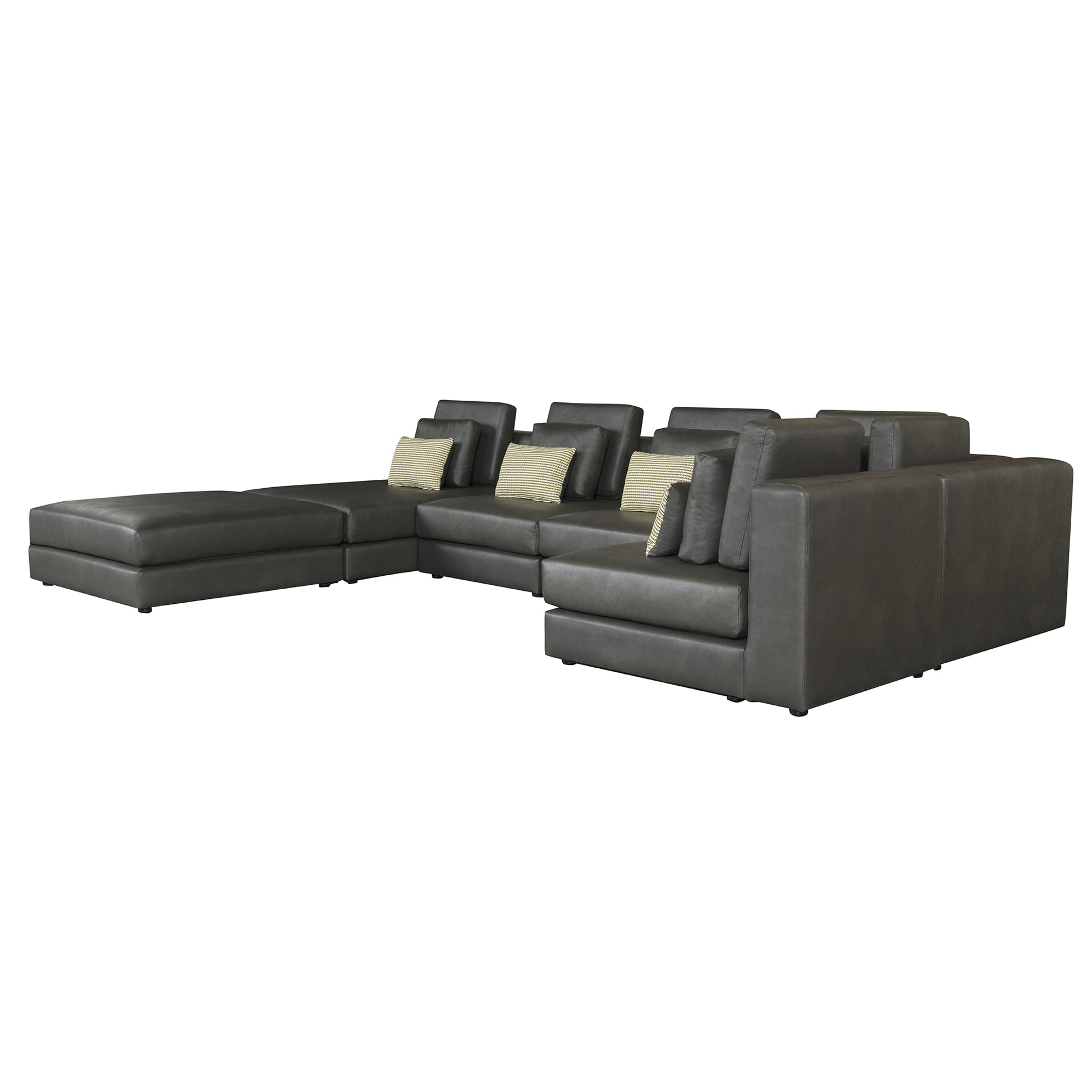 112.7" Modular Sectional Sofa Corner Sofa Chaise Lounge With Movable Ottoman For Living Room, Black Black Foam Palomino Fabric