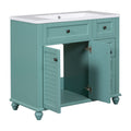 36'' Bathroom Vanity With Undermount Sink,Free Standing Vanity Set With 2 Drawers& Soft Closing Doors,Solid Wood Frame Bathroom Storage Cabinet 2 Blue Green 2 1 Soft Close Doors Bathroom Freestanding Solid Wood Mdf Resin Painted