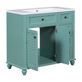 36'' Bathroom Vanity With Undermount Sink,Free Standing Vanity Set With 2 Drawers& Soft Closing Doors,Solid Wood Frame Bathroom Storage Cabinet Same As Sw000117Aaf Blue Green Bathroom Modern Solid