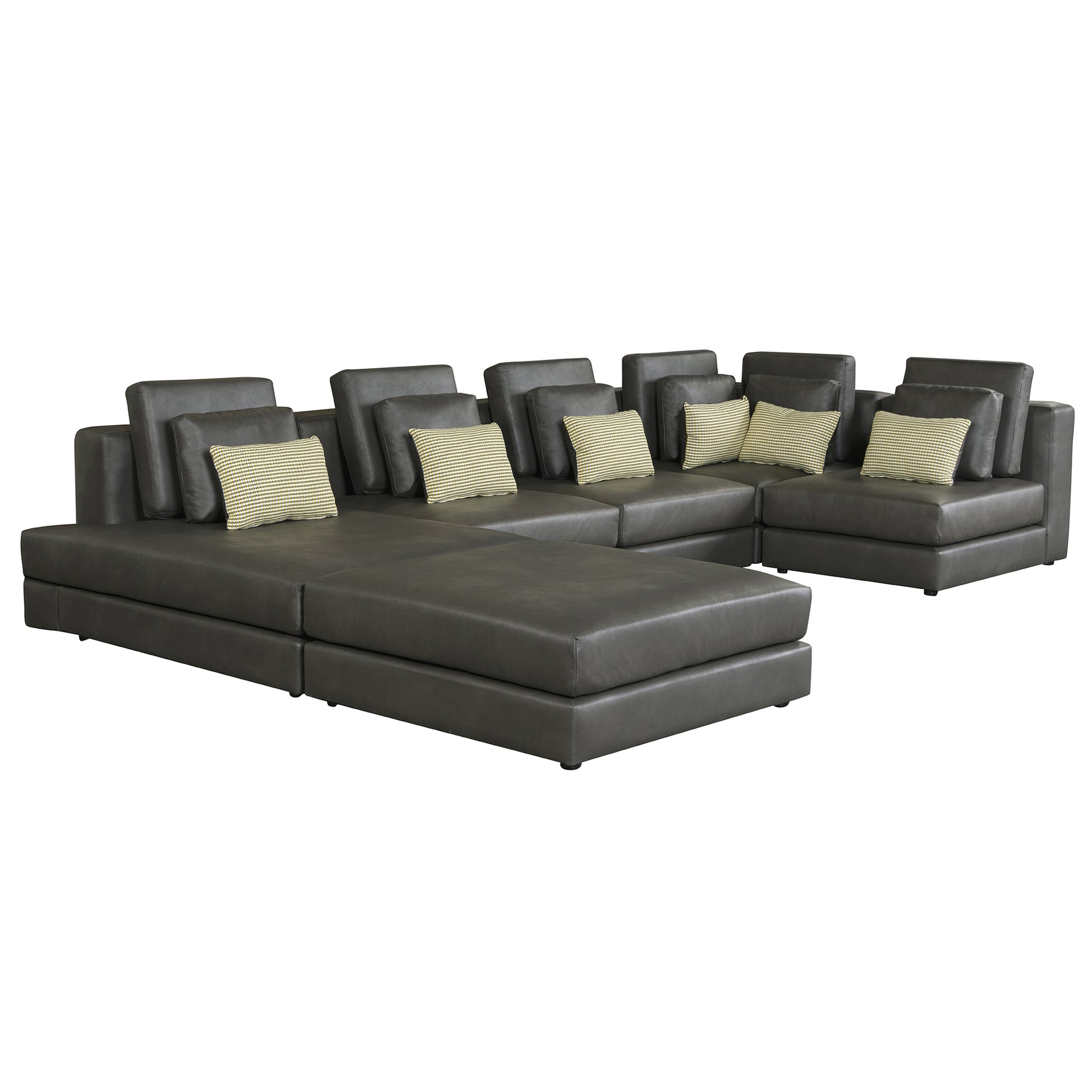 112.7" Modular Sectional Sofa Corner Sofa Chaise Lounge With Movable Ottoman For Living Room, Black Black Foam Palomino Fabric