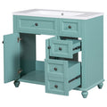 36'' Bathroom Vanity With Undermount Sink,Free Standing Vanity Set With 2 Drawers& Soft Closing Doors,Solid Wood Frame Bathroom Storage Cabinet Same As Sw000117Aaf Blue Green Bathroom Modern Solid