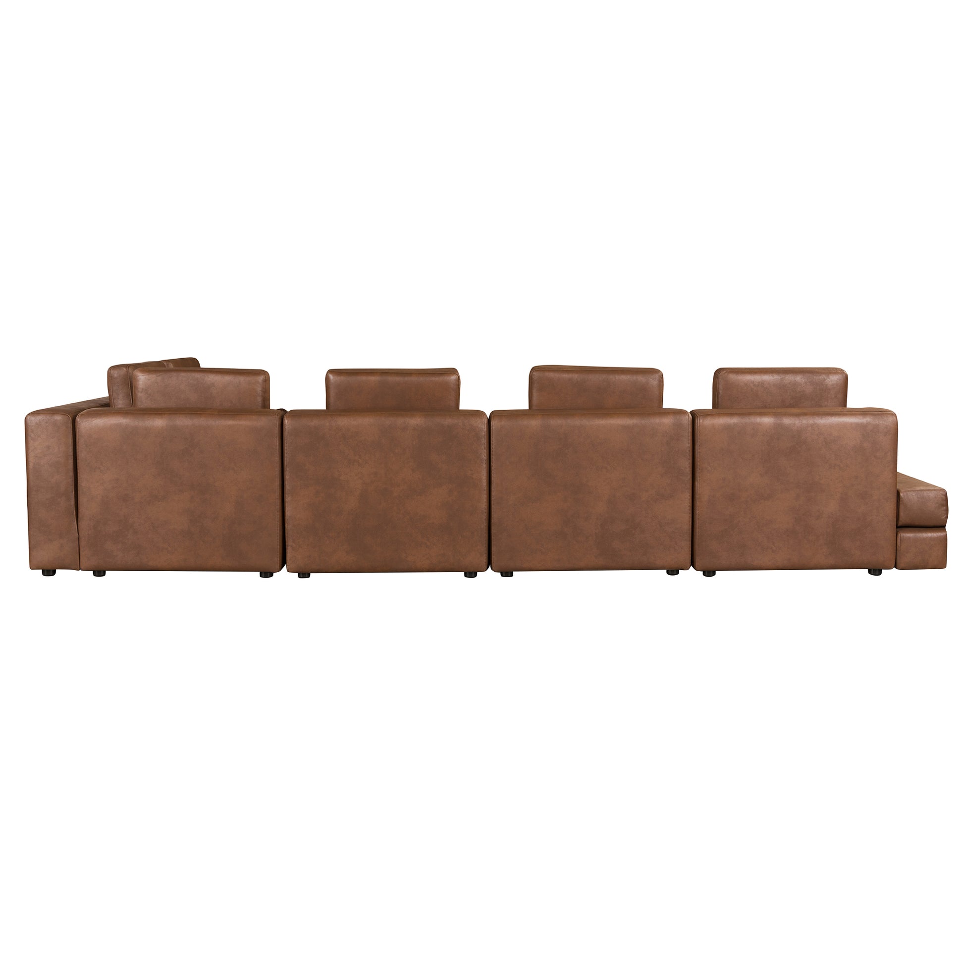 112.7" Modular Sectional Sofa Corner Sofa Chaise Lounge With Movable Ottoman For Living Room, Brown Brown Foam Palomino Fabric