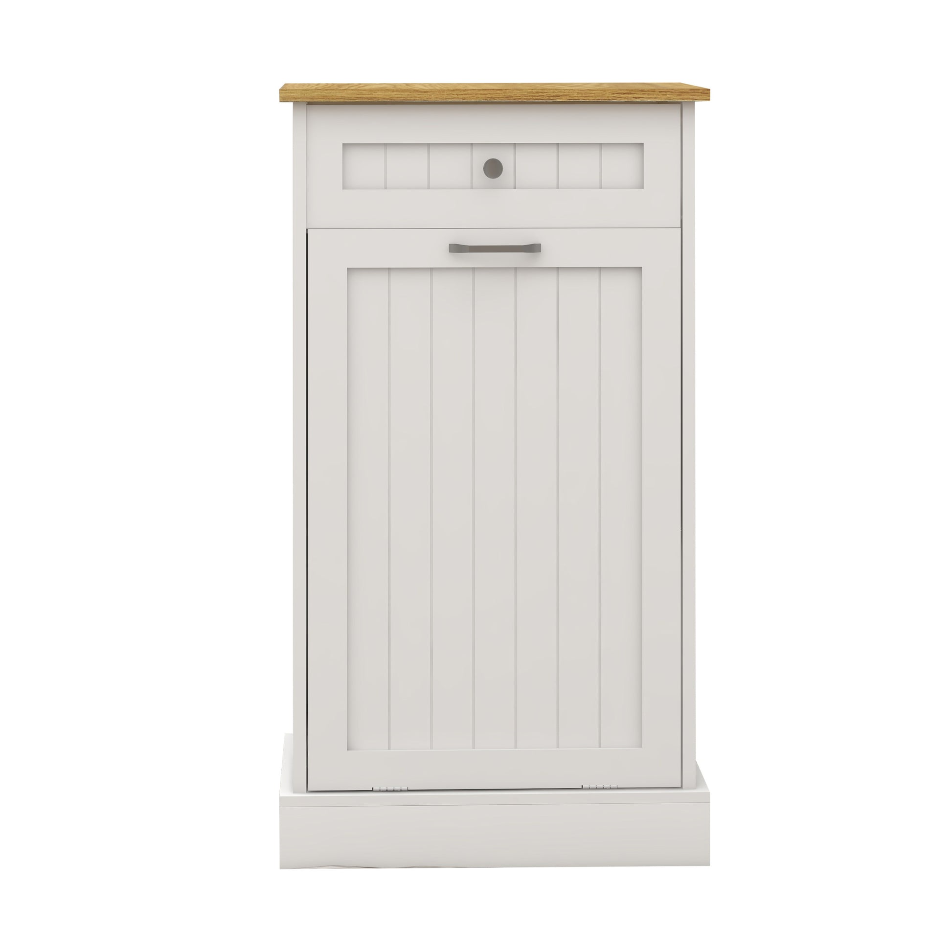 One Drawers And One Compartment Tilt Out Trash Cabinet Kitchen Trash Cabinet White White Mdf