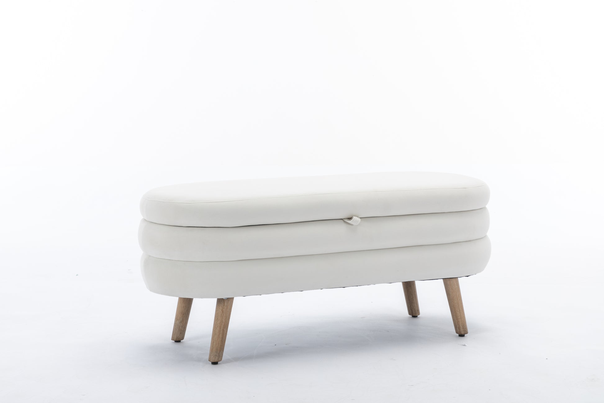 036 Velvet Fabric Storage Bench Bedroom Bench With Wood Legs For Living Room Bedroom Indoor,Ivory Tufted Ivory Velvet Bedroom Solid Modern Eucalyptus Internal Storage Foam Velvet