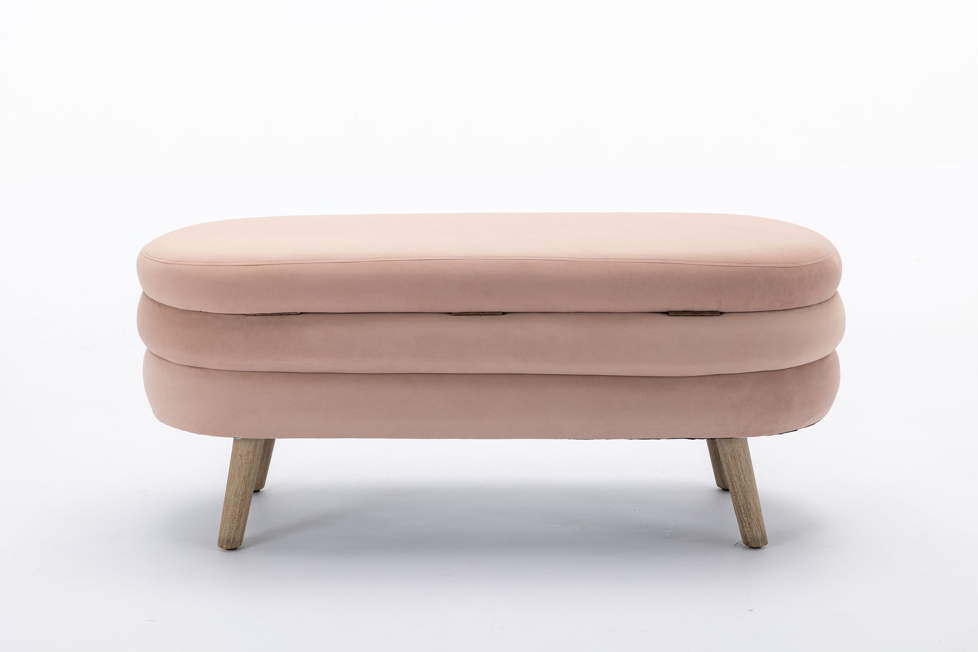 036 Velvet Fabric Storage Bench Bedroom Bench With Wood Legs For Living Room Bedroom Indoor,Light Pink Tufted Light Pink Velvet Bedroom Solid Modern Eucalyptus Internal Storage Foam Velvet