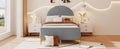 Twin Size Upholstered Platform Bed With Classic Semi Circle Shaped Headboard And Mental Legs, Velvet, Gray Gray Velvet