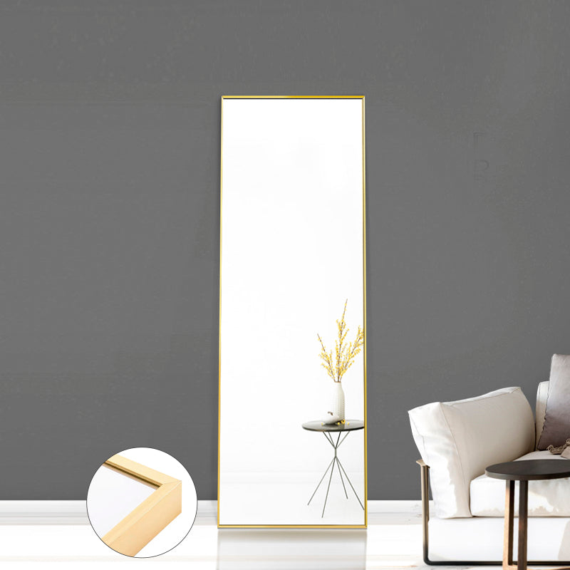 Tempered Mirror 59" X 16" Tall Full Length Mirror With Stand, Gold Wall Mounting Full Body Mirror, Metal Frame Full Length Mirror For Living Room, Bedroom Gold Glass