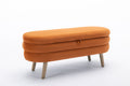 036 Velvet Fabric Storage Bench Bedroom Bench With Wood Legs For Living Room Bedroom Indoor,Orange Tufted Orange Velvet Bedroom Solid Orange Modern Eucalyptus Internal Storage Foam Velvet