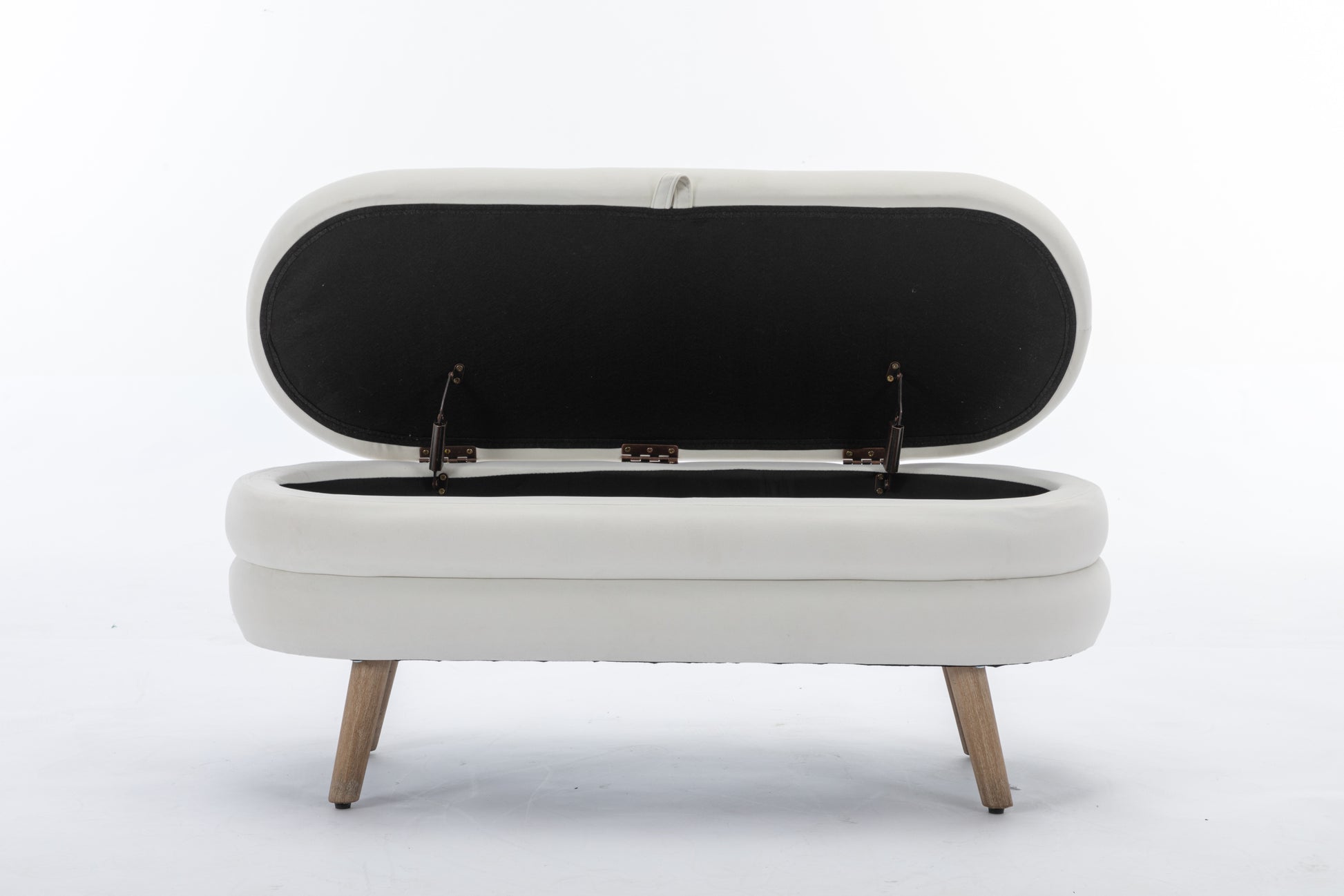 036 Velvet Fabric Storage Bench Bedroom Bench With Wood Legs For Living Room Bedroom Indoor,Ivory Tufted Ivory Velvet Bedroom Solid Modern Eucalyptus Internal Storage Foam Velvet