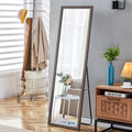 Third Generation Packaging Upgrade, Thickened Frame, Gray Wood Grain Solid Wood Frame Full Length Mirror, Dressing Mirror, Bedroom Entrance, Decorative Mirror, Floor Standing Mirror. 57.9 