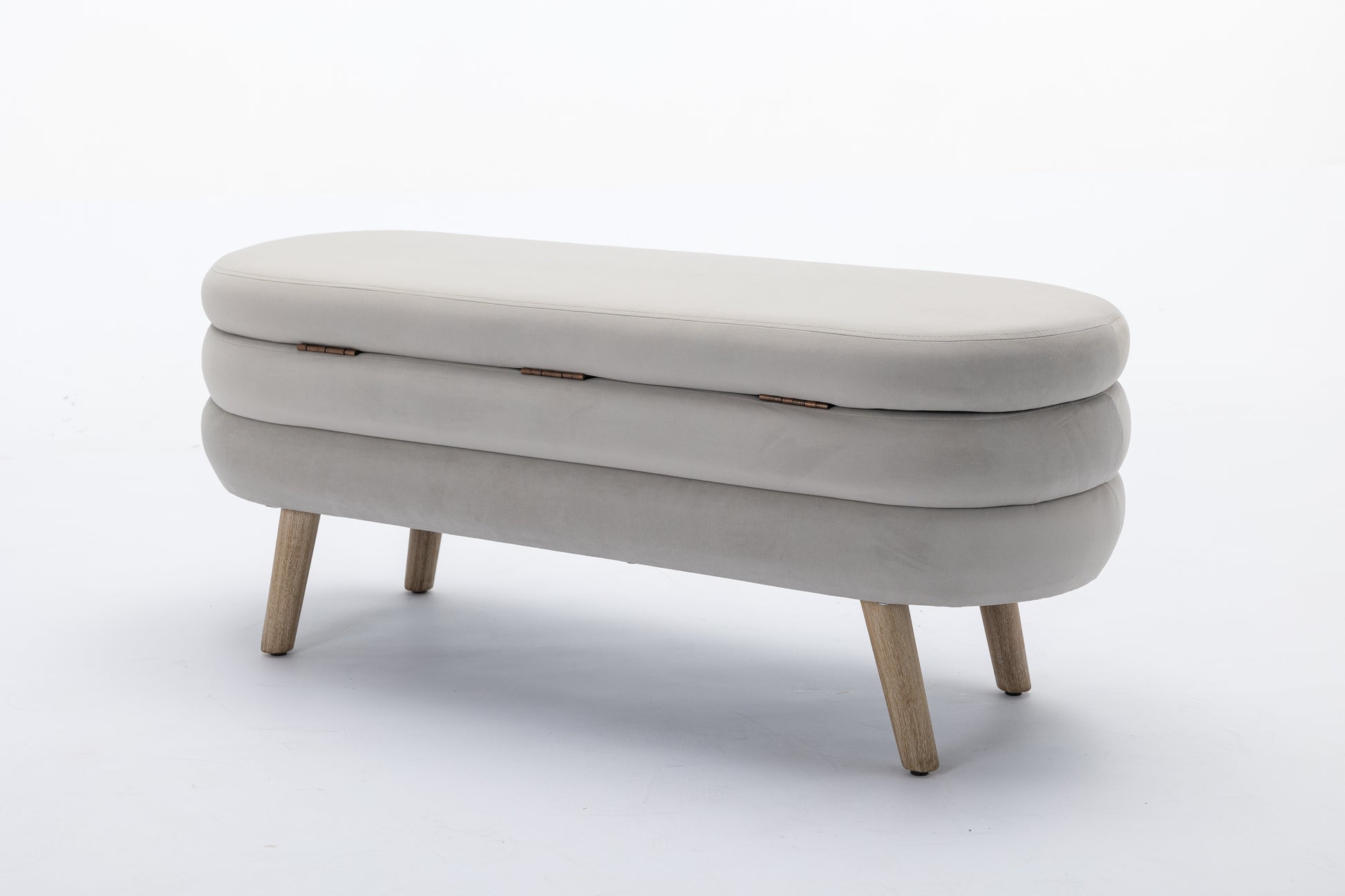 036 Velvet Fabric Storage Bench Bedroom Bench With Wood Legs For Living Room Bedroom Indoor,Light Gray Tufted Light Gray Velvet Bedroom Solid Modern Eucalyptus Internal Storage Foam Velvet