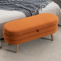 036 Velvet Fabric Storage Bench Bedroom Bench With Wood Legs For Living Room Bedroom Indoor,Orange Tufted Orange Velvet Bedroom Solid Orange Modern Eucalyptus Internal Storage Foam Velvet