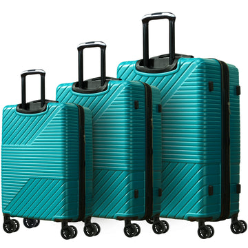 Hardshell Luggage Sets 3 Piece Double Spinner 8 Wheels Suitcase With Tsa Lock Lightweight 20''24''28'' Green Abs