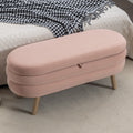 036 Velvet Fabric Storage Bench Bedroom Bench With Wood Legs For Living Room Bedroom Indoor,Light Pink Tufted Light Pink Velvet Bedroom Solid Modern Eucalyptus Internal Storage Foam Velvet