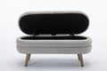 036 Velvet Fabric Storage Bench Bedroom Bench With Wood Legs For Living Room Bedroom Indoor,Light Gray Tufted Light Gray Velvet Bedroom Solid Modern Eucalyptus Internal Storage Foam Velvet