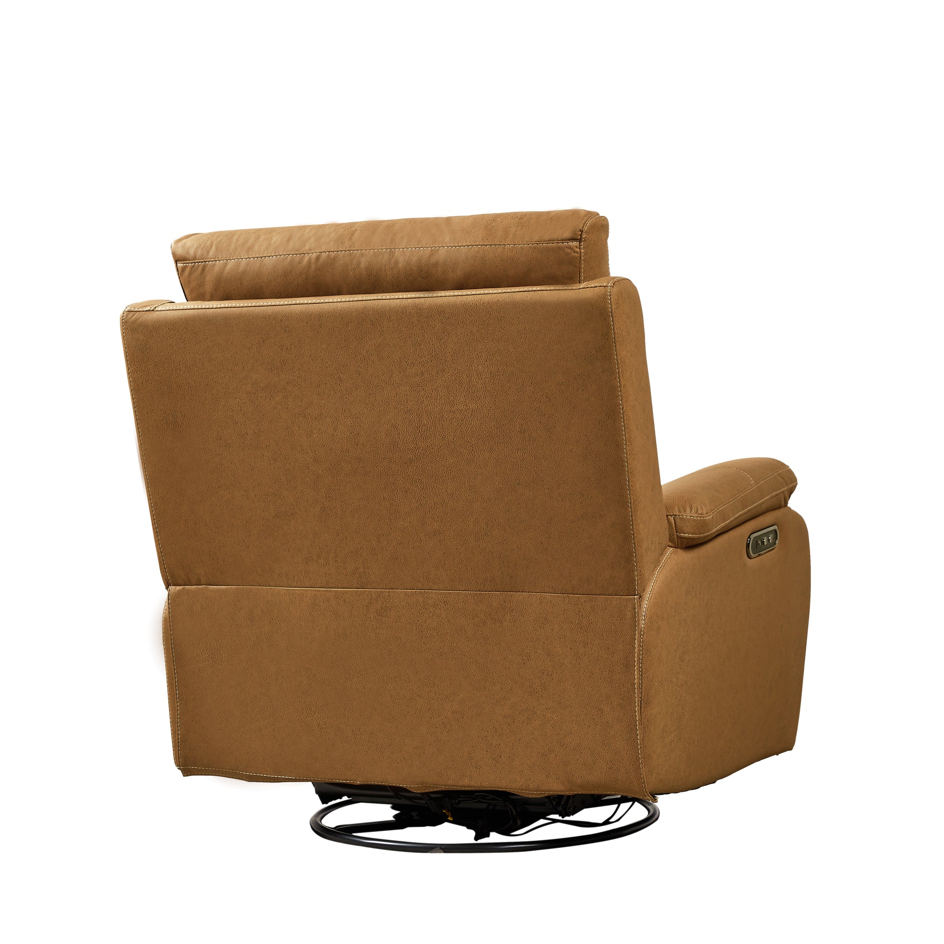 Liyasi Dual Okin Motor Rocking And 240 Degree Swivel Single Sofa Seat Recliner Chair Infinite Position ,Head Rest With Power Function Yellow Brown Polyester Metal Power Remote Primary Living Space Soft Cushion Back American Design Beech Pillow Top Arms