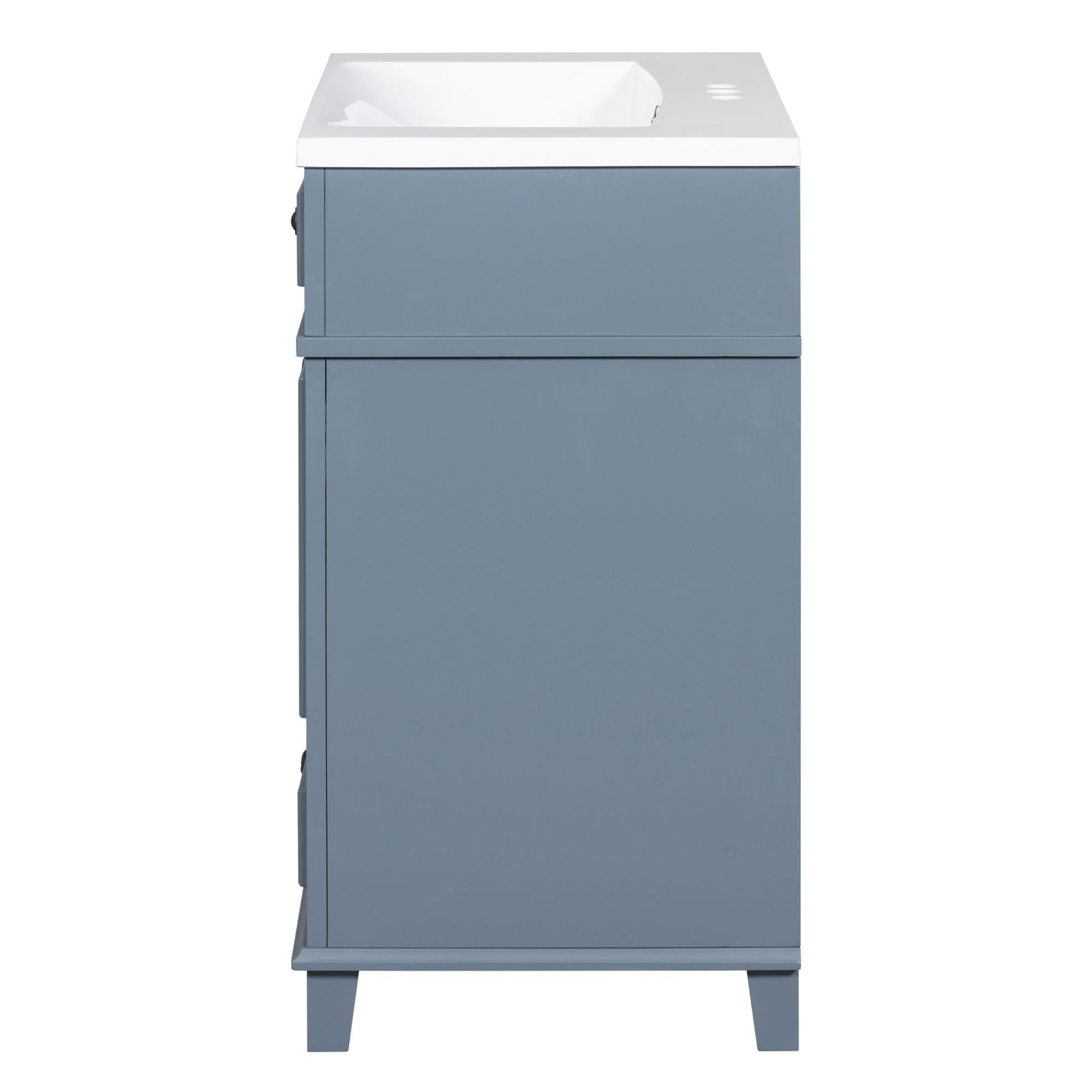 30'' Bathroom Vanity With Resin Sink,Solid Wood Frame Bathroom Storage Cabinet With Soft Closing Doors,Retro Style, Blue 1 Blue 2 Soft Close Doors Bathroom Freestanding Solid Wood Mdf Resin Painted