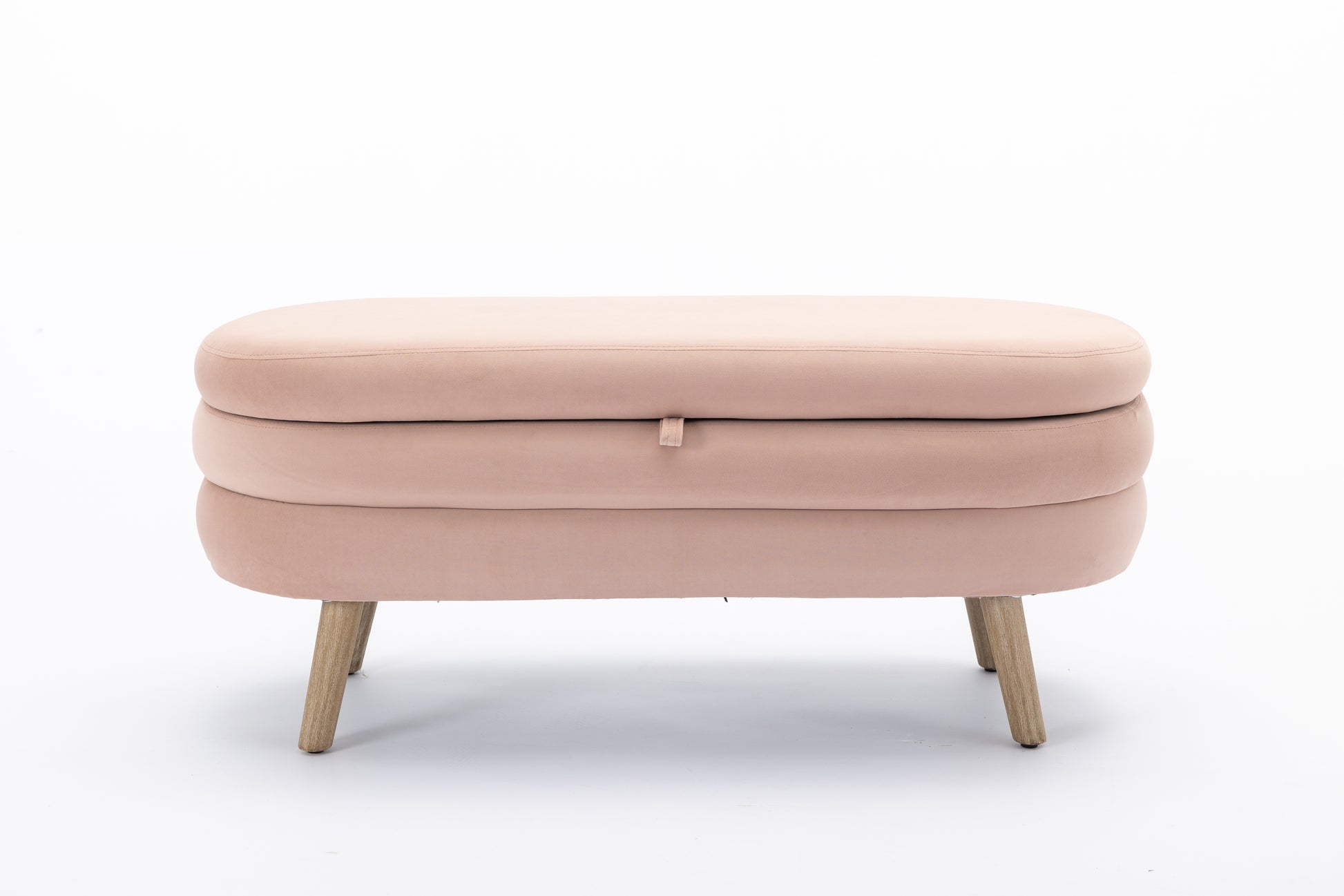 036 Velvet Fabric Storage Bench Bedroom Bench With Wood Legs For Living Room Bedroom Indoor,Light Pink Tufted Light Pink Velvet Bedroom Solid Modern Eucalyptus Internal Storage Foam Velvet