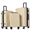 Hardshell Luggage Sets 3 Piece Double Spinner 8 Wheels Suitcase With Tsa Lock Lightweight 20''24''28'' White Abs