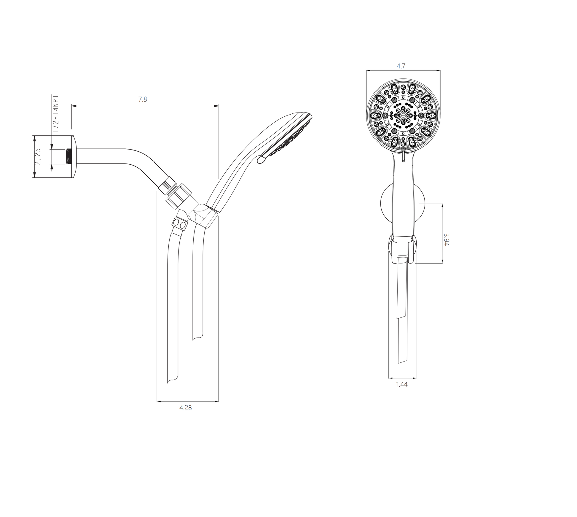 Multi Function Adjustable Hand Shower 7 Function Hand Shower, Brushed Nickel Brushed Nickel Plastic