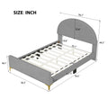 Full Size Upholstered Platform Bed With Classic Semi Circle Shaped Headboard And Mental Legs, Velvet, Gray Gray Velvet