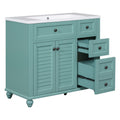36'' Bathroom Vanity With Undermount Sink,Free Standing Vanity Set With 2 Drawers& Soft Closing Doors,Solid Wood Frame Bathroom Storage Cabinet Same As Sw000117Aaf Blue Green Bathroom Modern Solid