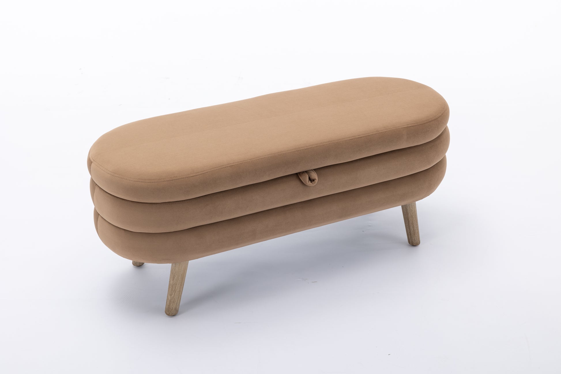 036 Velvet Fabric Storage Bench Bedroom Bench With Wood Legs For Living Room Bedroom Indoor,Coffee Tufted Coffee Velvet Bedroom Solid Modern Eucalyptus Internal Storage Foam Velvet