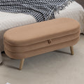 036 Velvet Fabric Storage Bench Bedroom Bench With Wood Legs For Living Room Bedroom Indoor,Coffee Tufted Coffee Velvet Bedroom Solid Modern Eucalyptus Internal Storage Foam Velvet