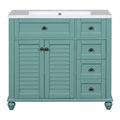 36'' Bathroom Vanity With Undermount Sink,Free Standing Vanity Set With 2 Drawers& Soft Closing Doors,Solid Wood Frame Bathroom Storage Cabinet 2 Blue Green 2 1 Soft Close Doors Bathroom Freestanding Solid Wood Mdf Resin Painted