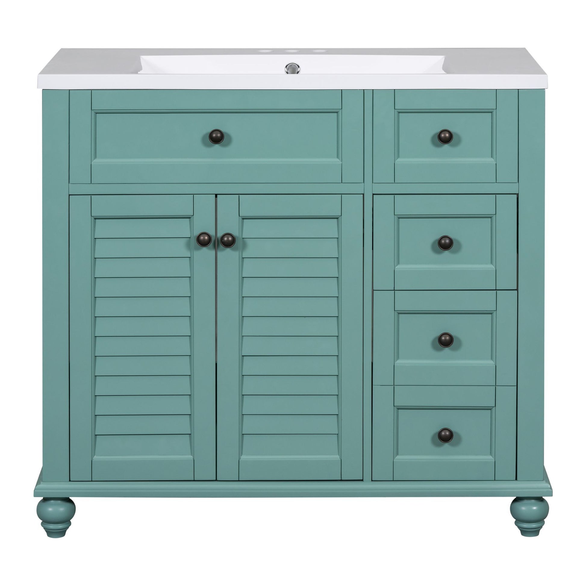 36'' Bathroom Vanity With Undermount Sink,Free Standing Vanity Set With 2 Drawers& Soft Closing Doors,Solid Wood Frame Bathroom Storage Cabinet 2 Blue Green 2 1 Soft Close Doors Bathroom Freestanding Solid Wood Mdf Resin Painted