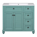 36'' Bathroom Vanity With Undermount Sink,Free Standing Vanity Set With 2 Drawers& Soft Closing Doors,Solid Wood Frame Bathroom Storage Cabinet Same As Sw000117Aaf Blue Green Bathroom Modern Solid