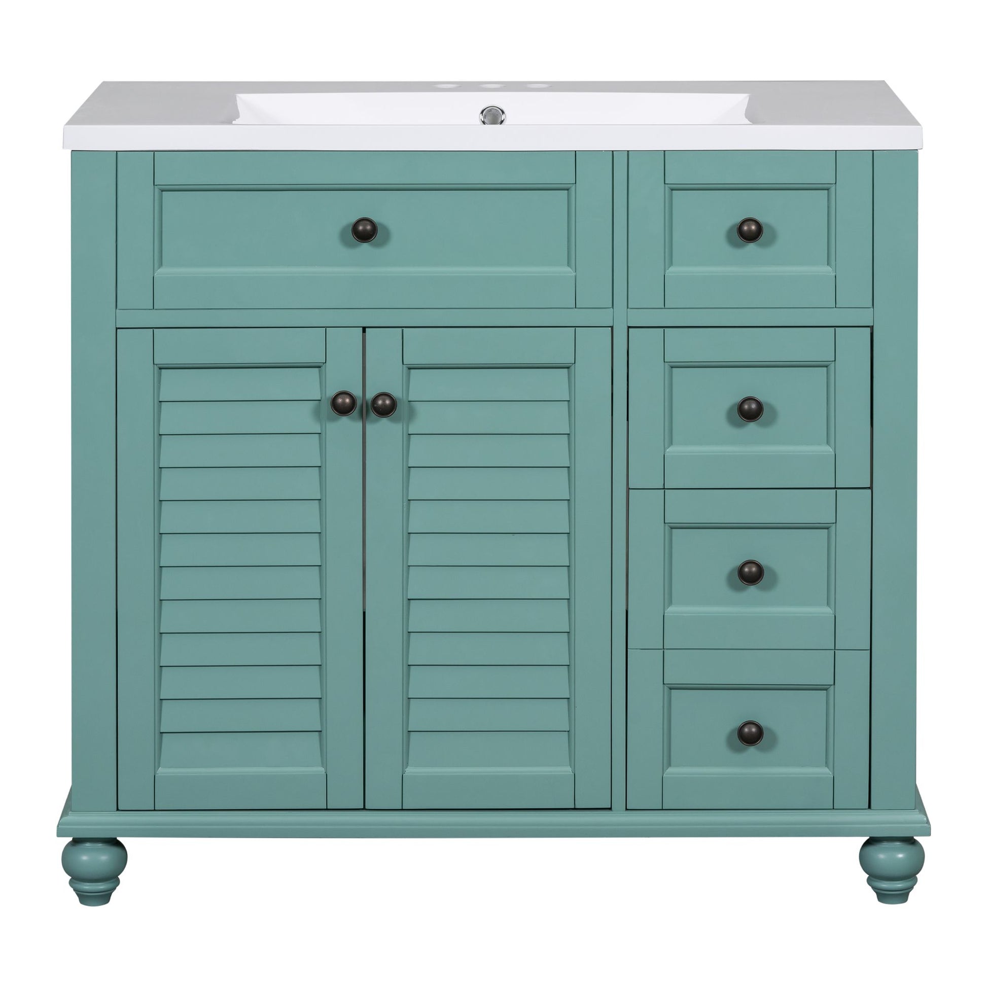 36'' Bathroom Vanity With Undermount Sink,Free Standing Vanity Set With 2 Drawers& Soft Closing Doors,Solid Wood Frame Bathroom Storage Cabinet Same As Sw000117Aaf Blue Green Bathroom Modern Solid