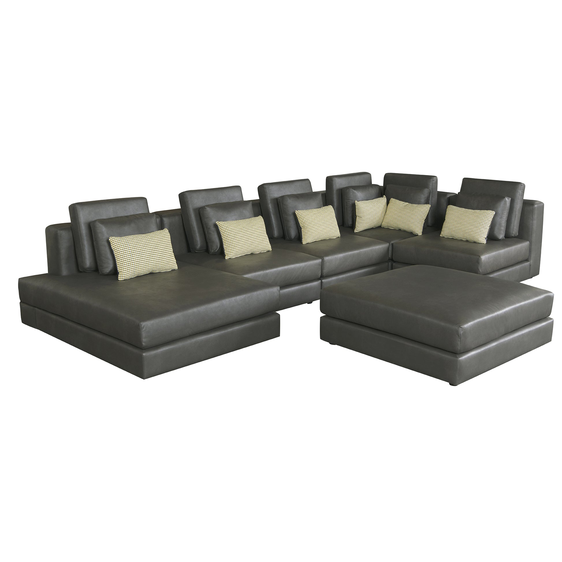 112.7" Modular Sectional Sofa Corner Sofa Chaise Lounge With Movable Ottoman For Living Room, Black Black Foam Palomino Fabric