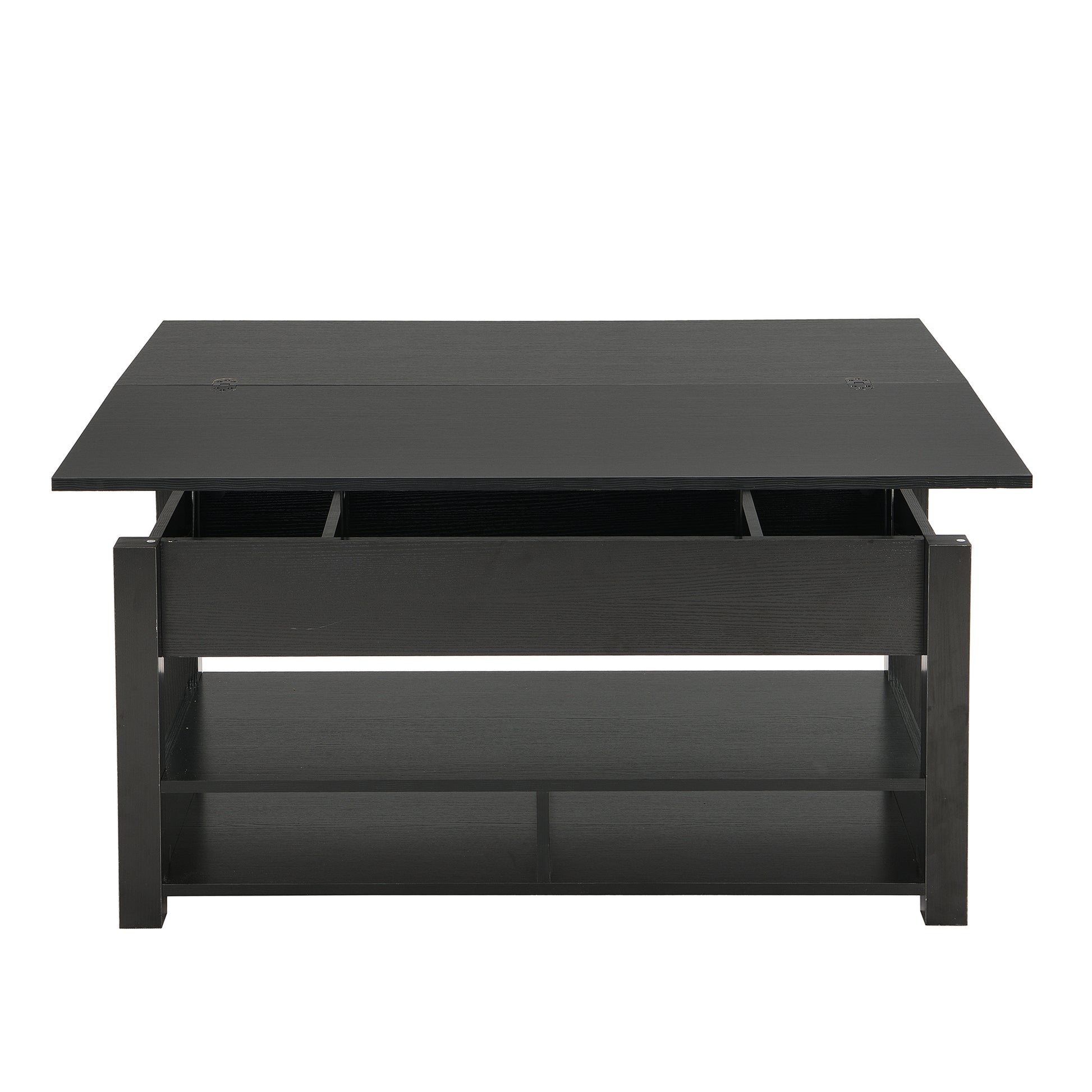 Lift Top Coffee Table, Multi Functional Coffee Table With Open Shelves, Modern Lift Tabletop Dining Table For Living Room, Home Office, Black Black Primary Living Space Particle Board