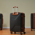 Hardshell Luggage Sets 3 Piece Double Spinner 8 Wheels Suitcase With Tsa Lock Lightweight 20''24''28'' Black Brown Abs