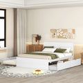 Modern Full Bed Frame With Twin Size Trundle And 2 Drawers For White High Gloss And Washed White Color White Solid Wood Mdf