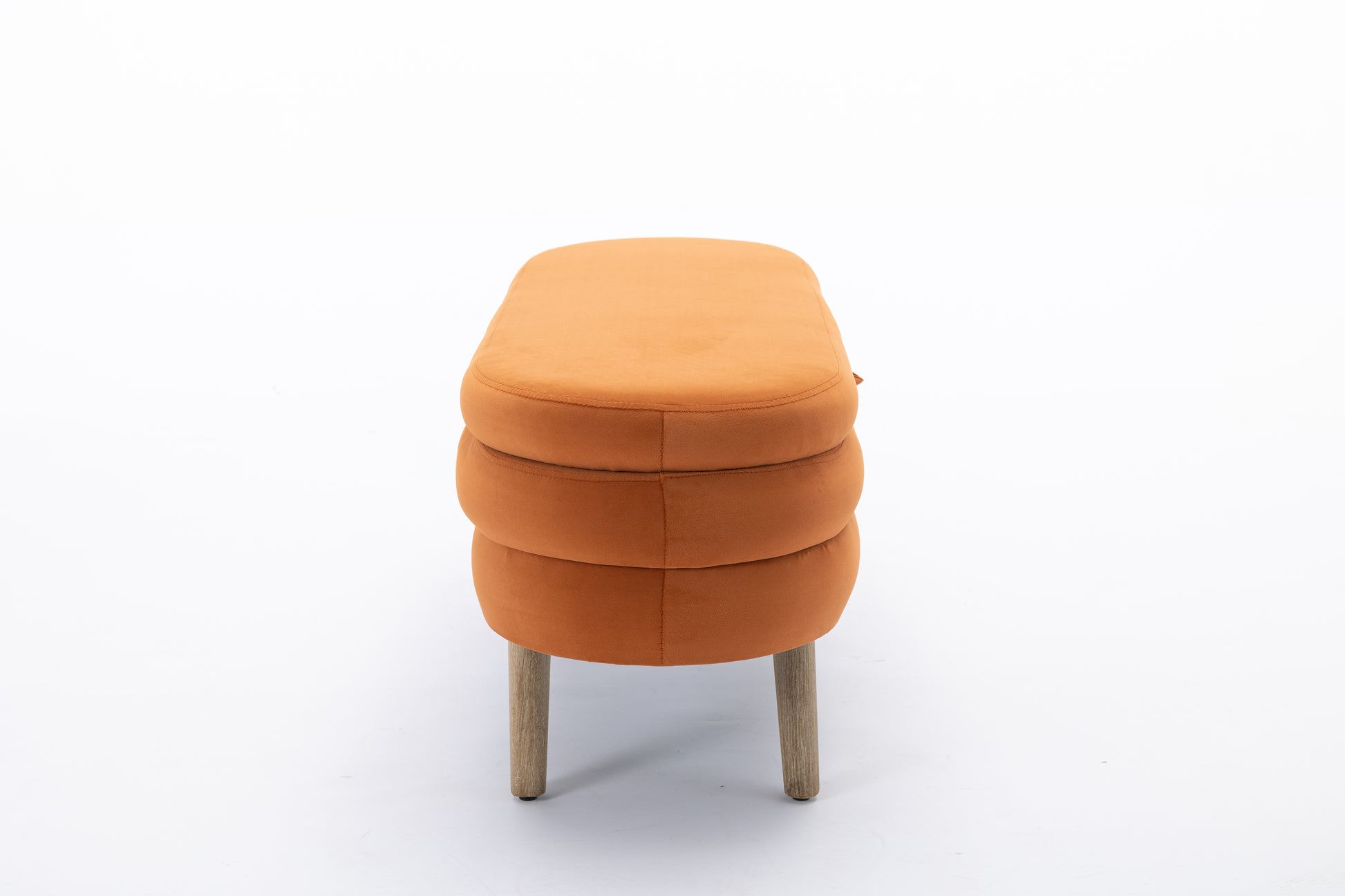 036 Velvet Fabric Storage Bench Bedroom Bench With Wood Legs For Living Room Bedroom Indoor,Orange Tufted Orange Velvet Bedroom Solid Orange Modern Eucalyptus Internal Storage Foam Velvet