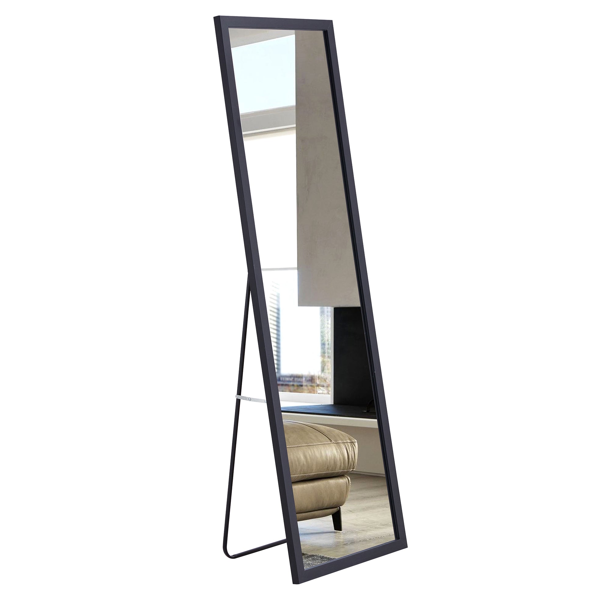 Third Generation, Black Thick Wooden Frame Full Body Mirror, Large Floor Standing Mirror, Dressing Mirror, Decorative Mirror, Suitable For Bedrooms, Living Rooms, Clothing Stores57.9"*18.1" Black Solid Wood