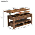 Lift Top Coffee Table, Multi Functional Coffee Table With Open Shelves, Modern Lift Tabletop Dining Table For Living Room, Home Office, Rustic Brown Rustic Brown Primary Living Space Particle Board